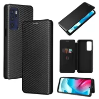 Motorola Moto G60S Flip Case - Carbon Fiber - Black