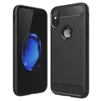 iPhone X / iPhone XS Brushed TPU Cover - Carbon Fiber - Black