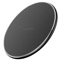 Universal Metal Round Fast Qi Wireless Charging Pad XK-01 - 10W - Black