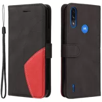 Bi-Color Series Motorola Moto E7 Power Wallet Case - Black