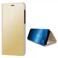 Luxury Series Mirror View Samsung Galaxy A8+ (2018) Flip Case - Gold