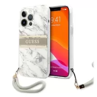 Guess Marble Collection iPhone 13 Pro Case with Hand Strap - Grey