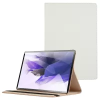 360 Rotating Stand PU Leather Tablet Case for Samsung Galaxy Tab S7 FE - White