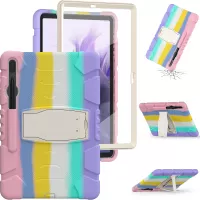 Kickstand Multi-Angle Adjustment PC + Silicone Hybrid Tablet Cover with Pencil Holder for Samsung Galaxy Tab S7 Plus T970 / T975 / Tab S7 FE T730 / T735 / T736B / T736N - Colorful/Pink