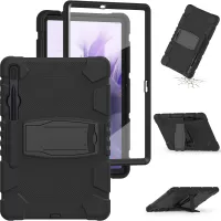 Kickstand Multi-Angle Adjustment PC + Silicone Hybrid Tablet Cover with Pencil Holder for Samsung Galaxy Tab S7 Plus T970 / T975 / Tab S7 FE T730 / T735 / T736B / T736N - Black
