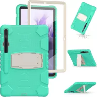 Kickstand Multi-Angle Adjustment PC + Silicone Hybrid Tablet Cover with Pencil Holder for Samsung Galaxy Tab S7 Plus T970 / T975 / Tab S7 FE T730 / T735 / T736B / T736N - Mint Green