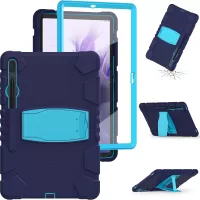 Kickstand Multi-Angle Adjustment PC + Silicone Hybrid Tablet Cover with Pencil Holder for Samsung Galaxy Tab S7 Plus T970 / T975 / Tab S7 FE T730 / T735 / T736B / T736N - Navy Blue/Blue