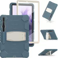 Kickstand Multi-Angle Adjustment PC + Silicone Hybrid Tablet Cover with Pencil Holder for Samsung Galaxy Tab S7 Plus T970 / T975 / Tab S7 FE T730 / T735 / T736B / T736N - Cornflower Blue