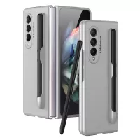 GKK Shockproof Ultra Slim Hard PC Business Fold Cover with Pen Holder for Samsung Galaxy Z Fold3 5G - Silver