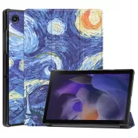 Trifold Stand Pattern Printing Hard PC Soft PU Leather Tablet Cover with Auto Sleep/Wake for Samsung Galaxy Tab A8 10.5 (2021) SM-X205 / SM-X200 - Starry Night Van Gogh