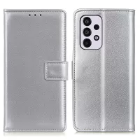 PU Leather Magnetic Flip Folio Case TPU Inner Shell Stand Wallet Phone Cover for Samsung Galaxy A33 5G - Silver