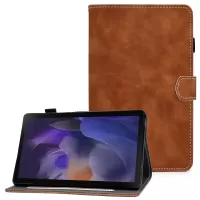 PU Leather Folding Stand Folio Cards Slots Case with Pencil Holder for Samsung Galaxy Tab A8 (2021) SM-X200 / SM-X205 - Brown