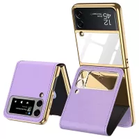 GKK Hard PC+PU Leather Phone Case Mirror Foldable Shockproof Phone Bag Covering for Samsung Galaxy Z Flip3 5G - Purple