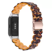 Stylish Oval Resin Smart Watch Band Replacement Wrist Strap with Stainless Steel Buckle for Samsung Galaxy Fit SM-R370 - Leopard Print
