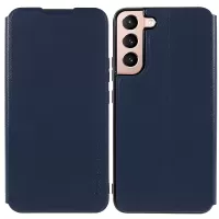 X-LEVEL FIB Color II Series Foldable Stand Non-magnet Auto Closing Leather Phone Case Cover for Samsung Galaxy S22+ 5G - Blue