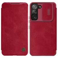 NILLKIN Qin Series Sliding Cover Anti-Drop Flip PU Leather Cover with Card Slots Design for Samsung Galaxy S22+ 5G - Red