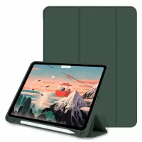 PU Leather Auto Wake/Sleep Tri-fold Stand Drop-proof Tablet Case Shell with Pen Slot for iPad Air (2020)/Air (2022) - Midnight Green