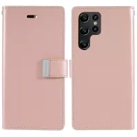 MERCURY GOOSPERY For Samsung Galaxy S22 Ultra 5G Metal Magnetic Clasp Phone Case Wallet PU Leather Cover - Rose Gold