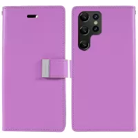 MERCURY GOOSPERY For Samsung Galaxy S22 Ultra 5G Metal Magnetic Clasp Phone Case Wallet PU Leather Cover - Purple