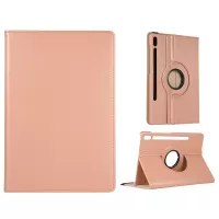 For Samsung Galaxy Tab S8 Tablet Case Rotary Stand PU Leather Cover with Elastic Band - Rose Gold