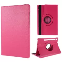 For Samsung Galaxy Tab S8 Tablet Case Rotary Stand PU Leather Cover with Elastic Band - Rose