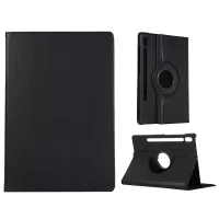 For Samsung Galaxy Tab S8 Tablet Case Rotary Stand PU Leather Cover with Elastic Band - Black