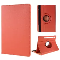 For Samsung Galaxy Tab S8 Tablet Case Rotary Stand PU Leather Cover with Elastic Band - Orange