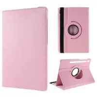 For Samsung Galaxy Tab S8 Tablet Case Rotary Stand PU Leather Cover with Elastic Band - Pink