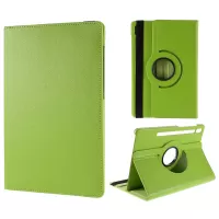 For Samsung Galaxy Tab S8 Tablet Case Rotary Stand PU Leather Cover with Elastic Band - Green