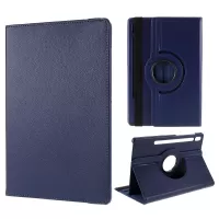 For Samsung Galaxy Tab S8 Tablet Case Rotary Stand PU Leather Cover with Elastic Band - Dark Blue