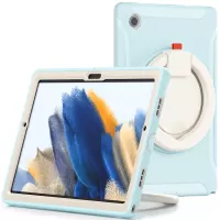 For Samsung Galaxy Tab A8 10.5 (2021) X200/X205 360 Degree Rotary Kickstand Handle Tablet Case PC + TPU Hybrid Cover Shell - Ice Blue