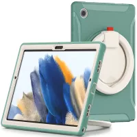 For Samsung Galaxy Tab A8 10.5 (2021) X200/X205 360 Degree Rotary Kickstand Handle Tablet Case PC + TPU Hybrid Cover Shell - Emerald Green