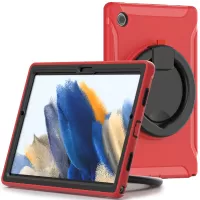 For Samsung Galaxy Tab A8 10.5 (2021) X200/X205 360 Degree Rotary Kickstand Handle Tablet Case PC + TPU Hybrid Cover Shell - Red