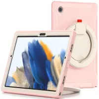 For Samsung Galaxy Tab A8 10.5 (2021) X200/X205 360 Degree Rotary Kickstand Handle Tablet Case PC + TPU Hybrid Cover Shell - Sakura Pink