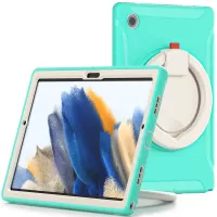 For Samsung Galaxy Tab A8 10.5 (2021) X200/X205 360 Degree Rotary Kickstand Handle Tablet Case PC + TPU Hybrid Cover Shell - Mint Green