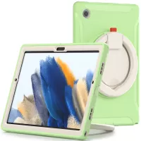 For Samsung Galaxy Tab A8 10.5 (2021) X200/X205 360 Degree Rotary Kickstand Handle Tablet Case PC + TPU Hybrid Cover Shell - Matcha Green