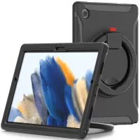 For Samsung Galaxy Tab A8 10.5 (2021) X200/X205 360 Degree Rotary Kickstand Handle Tablet Case PC + TPU Hybrid Cover Shell - Black