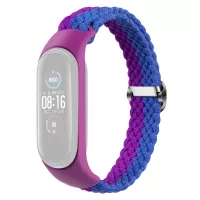 For Xiaomi Mi Band 4/5/6 NFC Nylon Braided Smart Watch Band Color Contrast Adjustable Wrist Strap Replacement - Blue/Purple