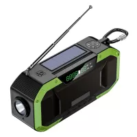 DF-580 [US Version] 5000mAh Portable IPX5 Waterproof Solar Emergency Bluetooth Speaker Radio with Flashlight + USB Charging Cable [MOQ:200] - Green