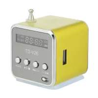 Portable 3.5mm Wired Mini Speaker MP3 Player FM Radio Music Amplifier Support TF Card U Disk - Yellow
