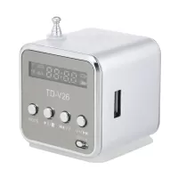 Portable 3.5mm Wired Mini Speaker MP3 Player FM Radio Music Amplifier Support TF Card U Disk - Silver