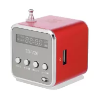 Portable 3.5mm Wired Mini Speaker MP3 Player FM Radio Music Amplifier Support TF Card U Disk - Red