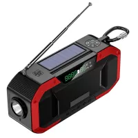 DF-580 [US Version] 5000mAh Portable IPX5 Waterproof Solar Emergency Bluetooth Speaker Radio with Flashlight + USB Charging Cable [MOQ:200] - Red