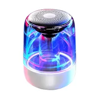 C7 Portable Bluetooth Speaker Stereo Rechargeable Speaker Built-in Micro TF Card Slot with LED Lights for Party BBQ Home Travel - White
