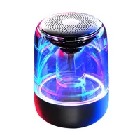 C7 Portable Bluetooth Speaker Stereo Rechargeable Speaker Built-in Micro TF Card Slot with LED Lights for Party BBQ Home Travel - Black