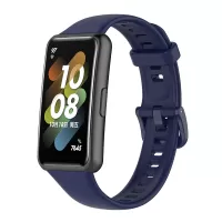 For Huawei Band 7 Anti-scratch Soft Silicone Watch Band Replacement Wrist Strap - Midnight Blue