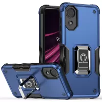 For Samsung Galaxy A03 Core Shockproof Ring Kickstand Hybrid Hard PC + Soft TPU Mobile Phone Case - Blue