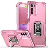 For Samsung Galaxy A03s (166.5 x 75.98 x 9.14mm) Phone Protector Hybrid Hard PC Soft TPU Cell Phone Case with Rotating Ring Kickstand Holder - Pink
