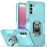 For Samsung Galaxy A03s (166.5 x 75.98 x 9.14mm) Phone Protector Hybrid Hard PC Soft TPU Cell Phone Case with Rotating Ring Kickstand Holder - Light Green