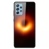 For Samsung Galaxy A32 4G (EU Version) Pattern Printing Design Phone Case Hard PC Tempered Glass Back + Soft TPU Shock Absorption Protective Cover - Black Hole